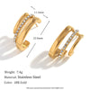 Wholesale Women's Fashion Simple Creative Stainless Steel 18K Gold Plated C Shape Geometric Rhinestone Earrings
