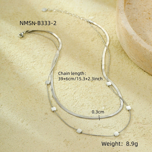 Wholesale Women's Fashion Simple Doublelayer Stainless Steel Necklace With Geometric Pattern And Electroplating Treatment