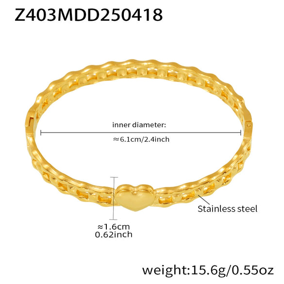 Wholesale Women's Fashion Simple Geometric Hollow Buckle Ferris Wheel Bracelet Stainless Steel 18K Gold Plated