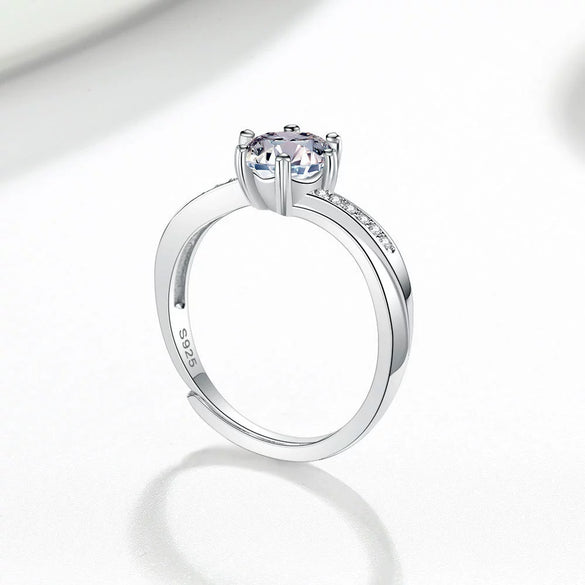 Wholesale Women's Fashion Simple Geometric S925 Sterling Silver Open Ring With Electroplating And Row Diamond