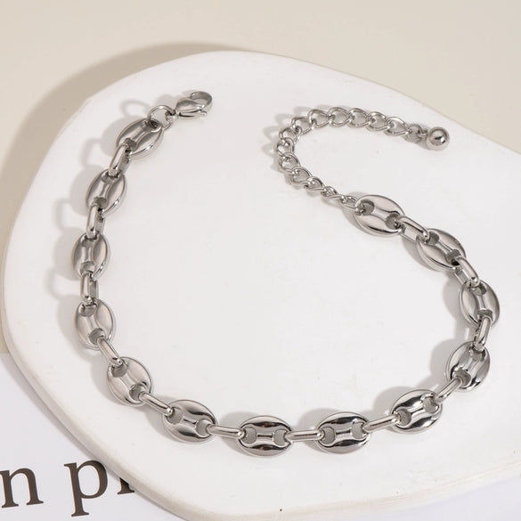 Wholesale Women's Fashion Simple Geometric Titanium Steel Pig Nose Anklet