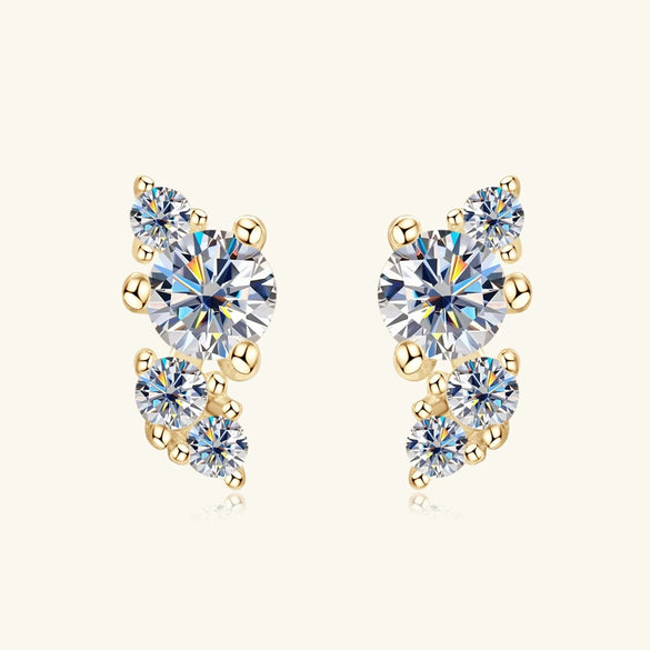 Wholesale Women's Fashion Simple Geometric Ushape Moissanite Earrings S925 Sterling Silver Electroplated