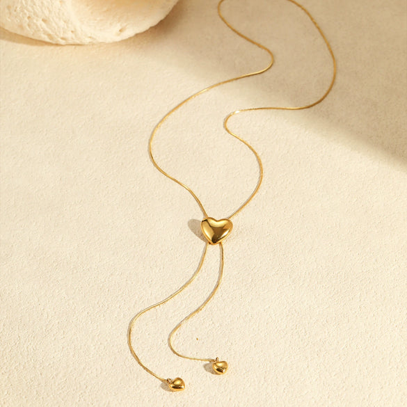 Wholesale Women's Fashion Simple Heart And Geometric Stainless Steel Pendant Necklace With Electroplating