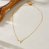 Wholesale Women's Fashion Simple Highend Irregular Pearl Chain Goldplated Stainless Steel Collarbone Necklace With Geometric Design