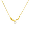 Wholesale Women's Fashion Simple Highend Irregular Pearl Chain Goldplated Stainless Steel Collarbone Necklace With Geometric Design