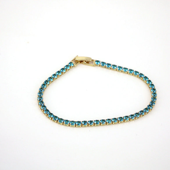 Wholesale Women's Fashion Simple Hip Hop Single Row Color Zircon Geometric Copper Bracelet