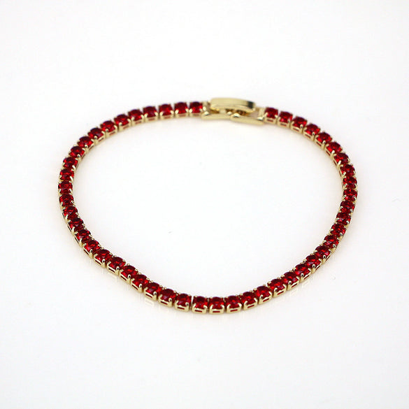 Wholesale Women's Fashion Simple Hip Hop Single Row Color Zircon Geometric Copper Bracelet