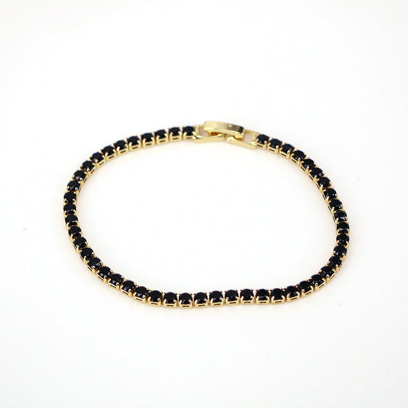 Wholesale Women's Fashion Simple Hip Hop Single Row Color Zircon Geometric Copper Bracelet