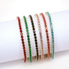 Wholesale Women's Fashion Simple Hip Hop Single Row Color Zircon Geometric Copper Bracelet