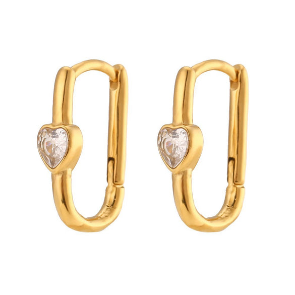 Wholesale Women's Fashion Simple Light Luxury Geometric Ushaped Bamboo Winding Spiral Stainless Steel 18K Gold Plated Earrings Combination