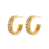 Wholesale Women's Fashion Simple Light Luxury Geometric Ushaped Bamboo Winding Spiral Stainless Steel 18K Gold Plated Earrings Combination