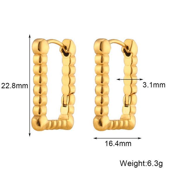 Wholesale Women's Fashion Simple Light Luxury Geometric Ushaped Bamboo Winding Spiral Stainless Steel 18K Gold Plated Earrings Combination