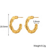 Wholesale Women's Fashion Simple Light Luxury Geometric Ushaped Bamboo Winding Spiral Stainless Steel 18K Gold Plated Earrings Combination