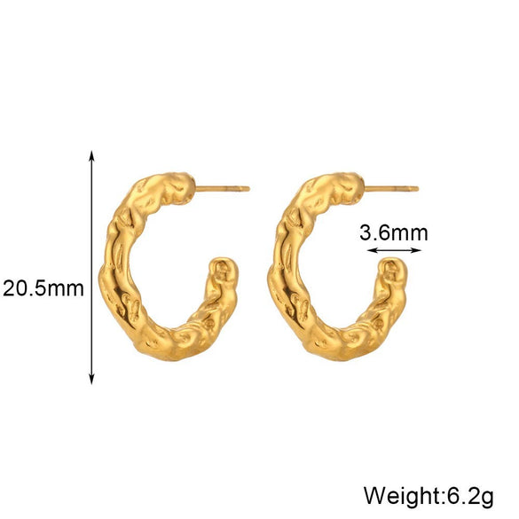 Wholesale Women's Fashion Simple Light Luxury Geometric Ushaped Bamboo Winding Spiral Stainless Steel 18K Gold Plated Earrings Combination