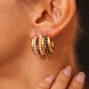 Wholesale Women's Fashion Simple Light Luxury Geometric Ushaped Bamboo Winding Spiral Stainless Steel 18K Gold Plated Earrings Combination
