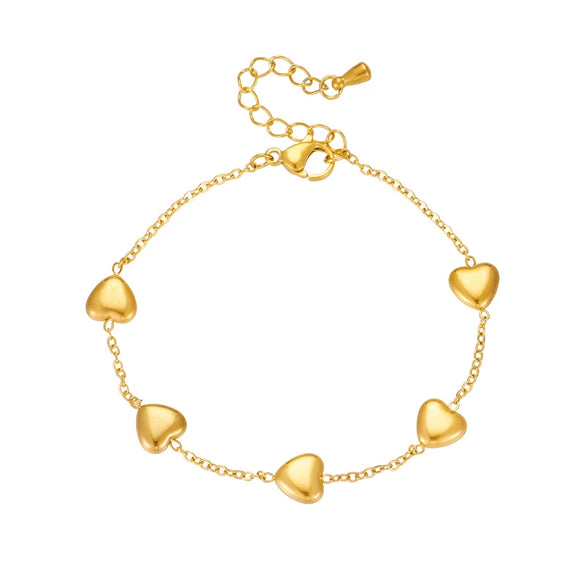 Wholesale Women's Fashion Simple Loveshaped Stainless Steel And Titanium Steel Jewelry Bracelet With Goldplated Electroplating Treatment