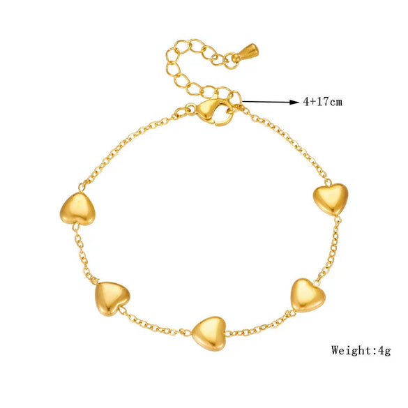 Wholesale Women's Fashion Simple Loveshaped Stainless Steel And Titanium Steel Jewelry Bracelet With Goldplated Electroplating Treatment