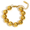 Wholesale Women's Fashion Simple Niche Allmatch Highgrade Bracelet Stainless Steel 18K Gold Plated Geometric Large Round Bead Electroplated