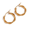 Wholesale Women's Fashion Simple Niche Winding Geometric Stainless Steel 18K Gold Plated Fine Linen Wreath Earrings