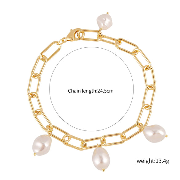 Wholesale Women's Fashion Simple Pearl Heartpatterned Electroplated Bracelet Jewelry