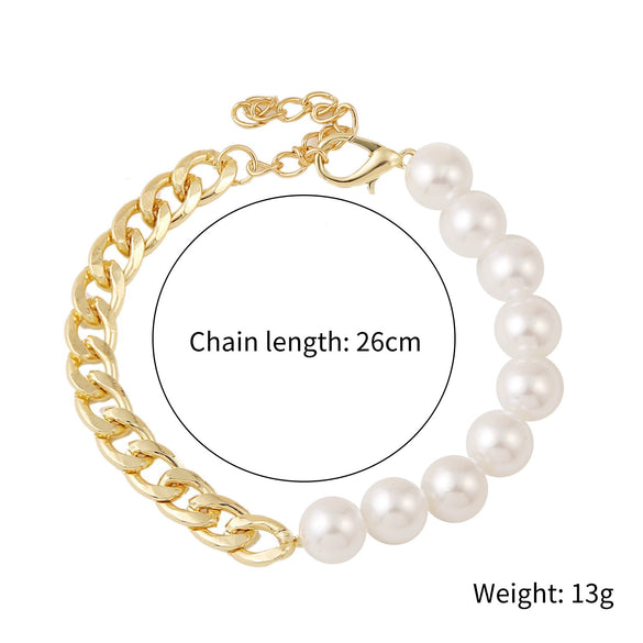Wholesale Women's Fashion Simple Pearl Heartpatterned Electroplated Bracelet Jewelry