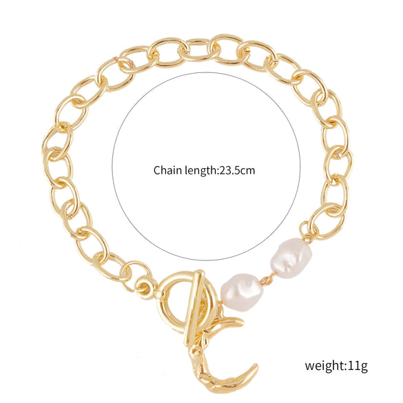 Wholesale Women's Fashion Simple Pearl Heartpatterned Electroplated Bracelet Jewelry