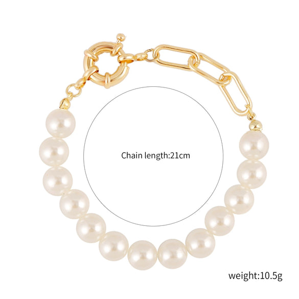 Wholesale Women's Fashion Simple Pearl Heartpatterned Electroplated Bracelet Jewelry
