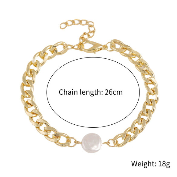 Wholesale Women's Fashion Simple Pearl Heartpatterned Electroplated Bracelet Jewelry