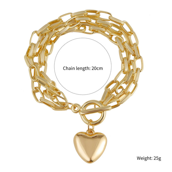 Wholesale Women's Fashion Simple Pearl Heartpatterned Electroplated Bracelet Jewelry