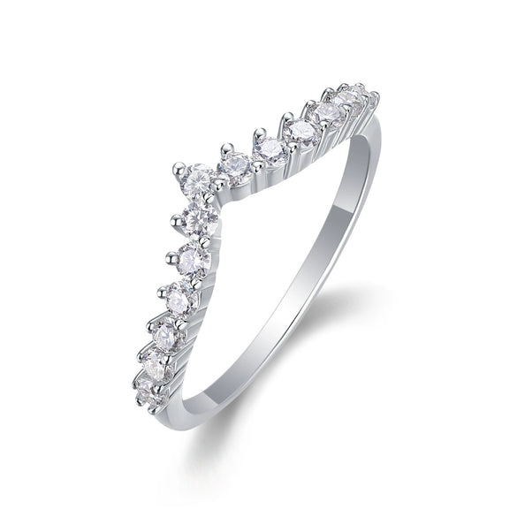 Wholesale Women's Fashion Simple Popular 925 Silver Geometric Moissanite Ring Set With Diamonds
