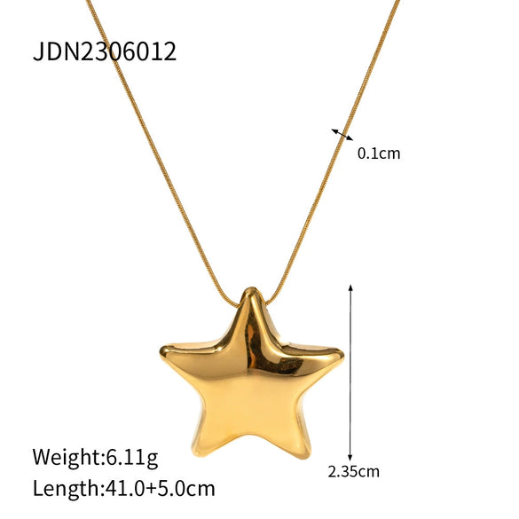 Wholesale Women's Fashion Simple Smooth Convex Five Pointed Star Stainless Steel Earrings With Open Ring And Electroplating Treatment