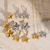 Wholesale Women's Fashion Simple Smooth Convex Five Pointed Star Stainless Steel Earrings With Open Ring And Electroplating Treatment