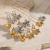 Wholesale Women's Fashion Simple Smooth Convex Five Pointed Star Stainless Steel Earrings With Open Ring And Electroplating Treatment