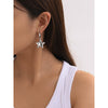 Wholesale Women's Fashion Simple Smooth Convex Five Pointed Star Stainless Steel Earrings With Open Ring And Electroplating Treatment