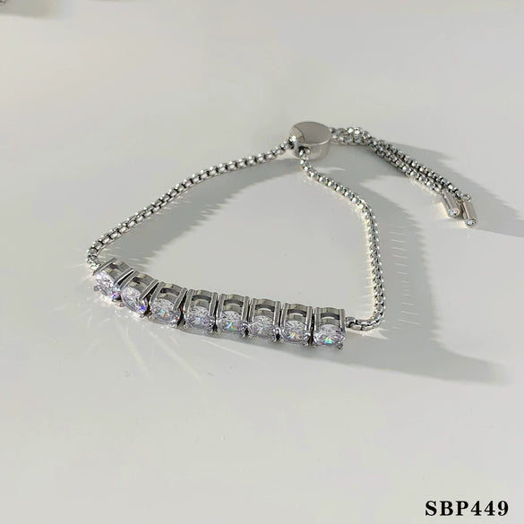 Wholesale Women's Fashion Simple Stainless Steel Zircon Bracelet Set With Geometric Style And Electroplating Treatment