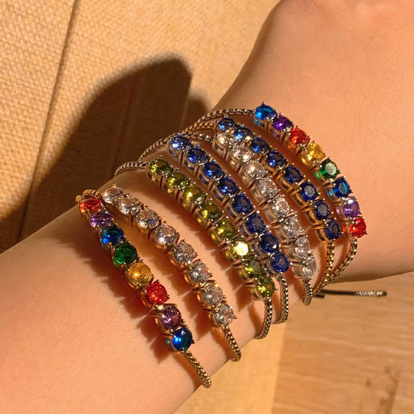 Wholesale Women's Fashion Simple Stainless Steel Zircon Bracelet Set With Geometric Style And Electroplating Treatment