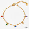 Wholesale Women's Fashion Simple Temperament Anklet Stainless Steel With Color Zircon And Geometric Design Plated For Non Fading
