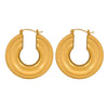 Wholesale Women's Fashion Simple Temperament Large Disc Hollow U Shaped Titanium Steel Gold Plated Earrings With Geometric Design