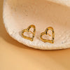 Wholesale Women's Fashion Simple Titanium Steel Geometric Heart Cut Out 18K Gold Plated Earrings