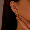 Wholesale Women's Fashion Simple Titanium Steel Geometric Heart Cut Out 18K Gold Plated Earrings