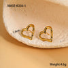 Wholesale Women's Fashion Simple Titanium Steel Geometric Heart Cut Out 18K Gold Plated Earrings