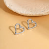 Wholesale Women's Fashion Simple Titanium Steel Geometric Heart Cut Out 18K Gold Plated Earrings
