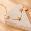 Wholesale Women's Fashion Simple Versatile Goldplated Stainless Steel Fivepetal Flower Bracelet Jewelry