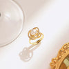 Wholesale Women's Fashion Small Fragrant Copper Ring Inlaid With Pearls And Featuring Flower Design