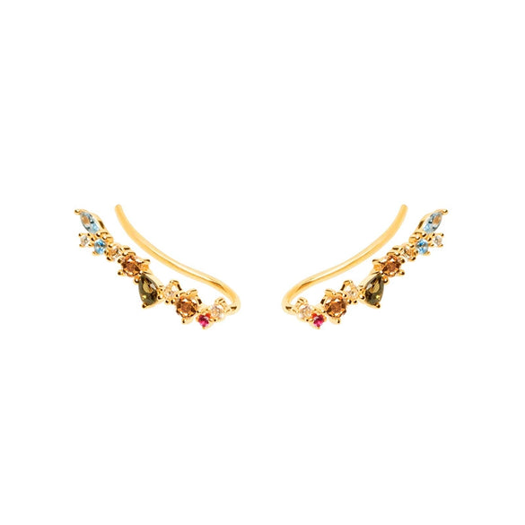 Wholesale Women's Fashion Small Fresh Geometric Multicolor Zircon Earrings Silver Needle Copper