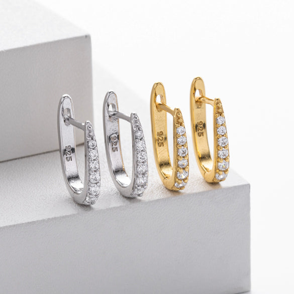 Wholesale Women's Fashion Small Fresh Ushape Microinlay 925 Sterling Silver Diamond Zircon Earrings Jewelry