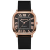 Wholesale Women's Fashion Square Alloy Case Silicone Strap Antique Quartz Watch With Roman Scale