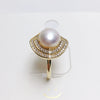Wholesale Women's Fashion Square Freshwater Pearl Ring Copper Gold Plated