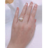 Wholesale Women's Fashion Square Freshwater Pearl Ring Copper Gold Plated