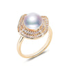 Wholesale Women's Fashion Square Freshwater Pearl Ring Copper Gold Plated